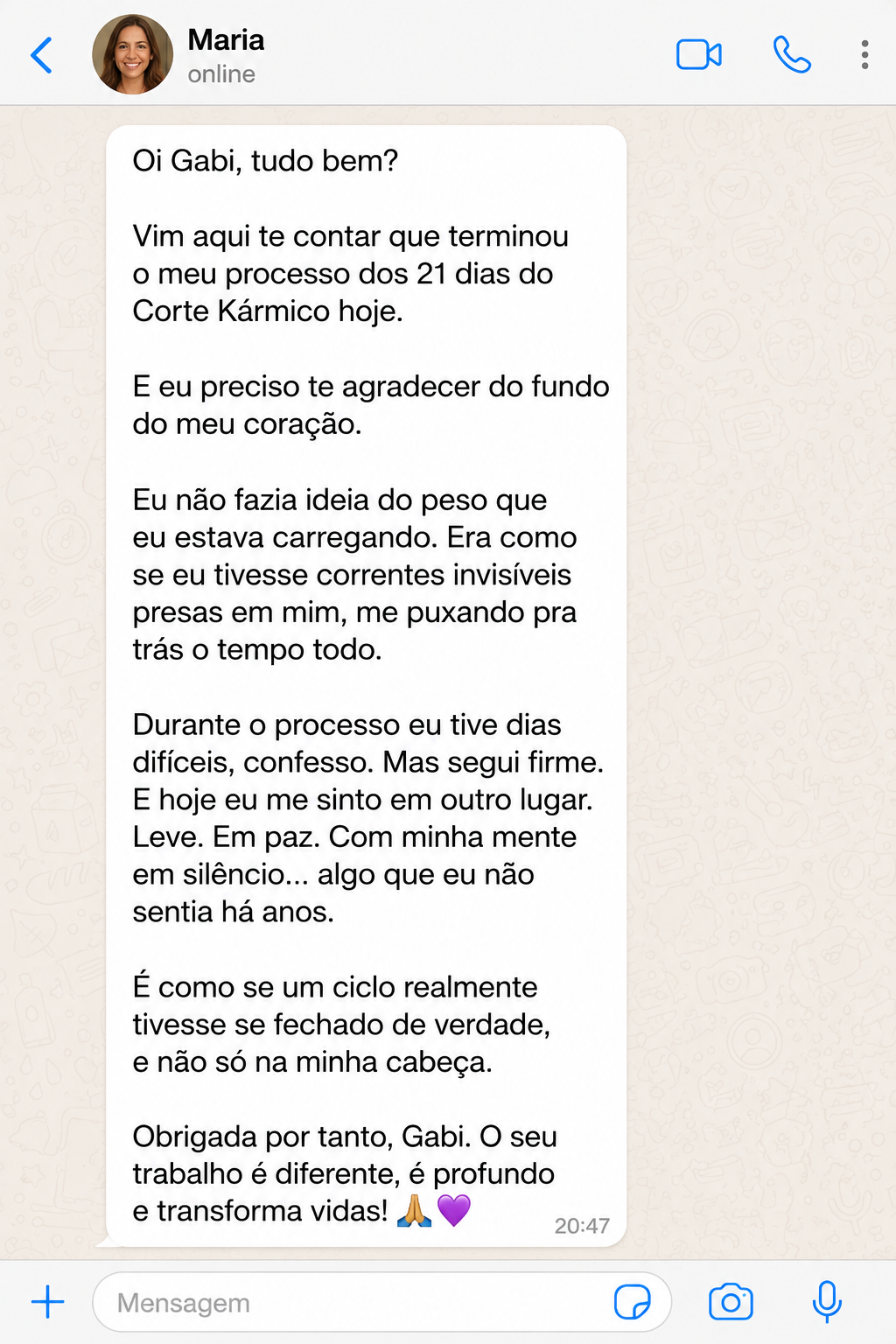 Depoimento real de cliente do Corte Kármico 4
