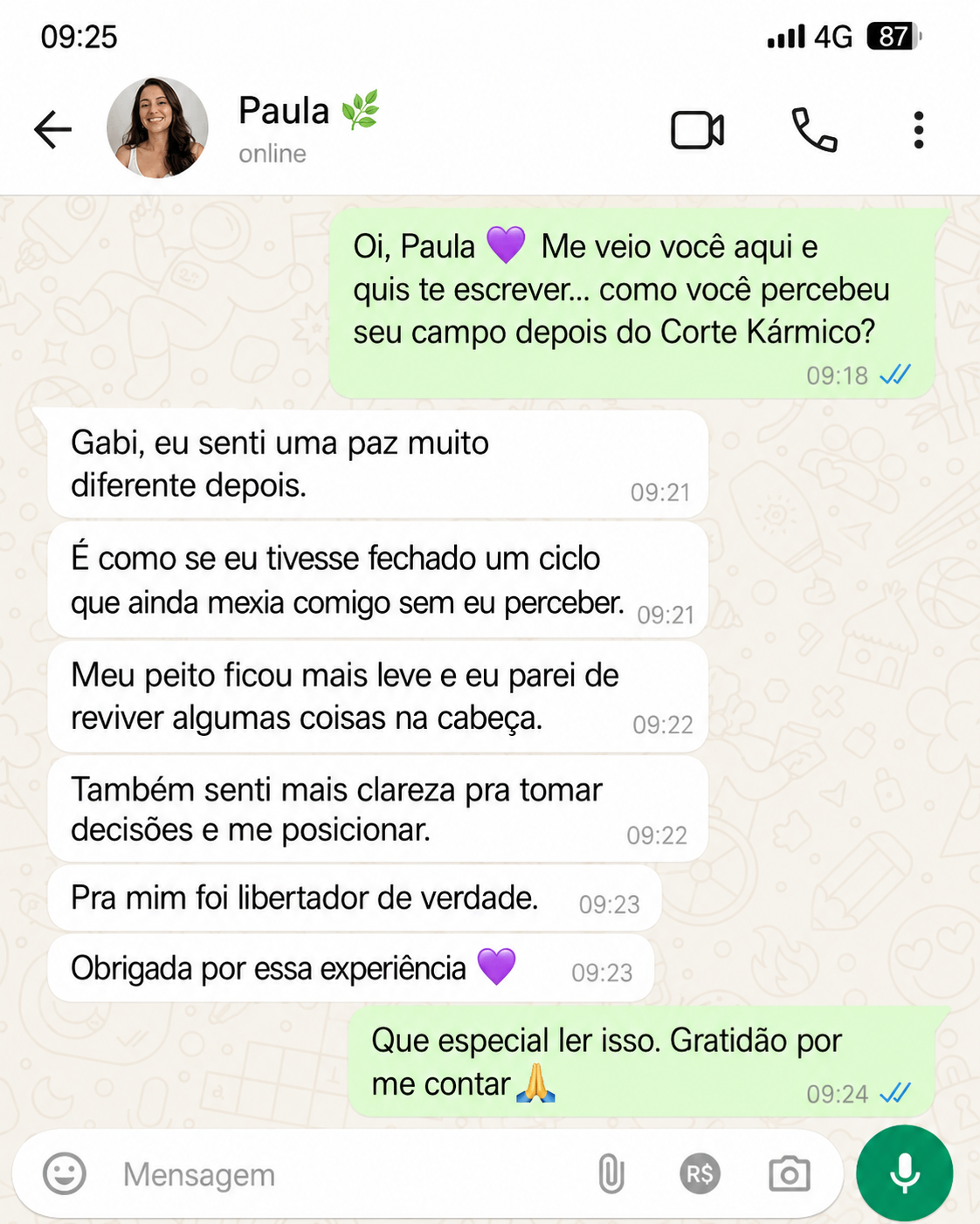 Depoimento real de cliente do Corte Kármico 1